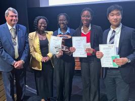 Youth Speaks winners The Leys with President Simon Durrant